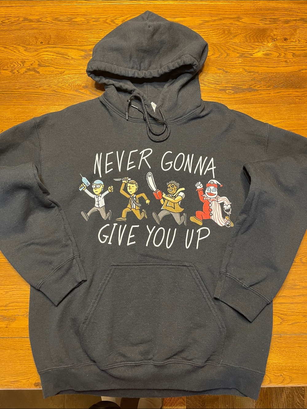 Never Gonna Give You Up Graphic Hoodie - Black
